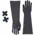 Перчатки латексные длинные черные с наклейками на соски, S/M (38621) – фото 3