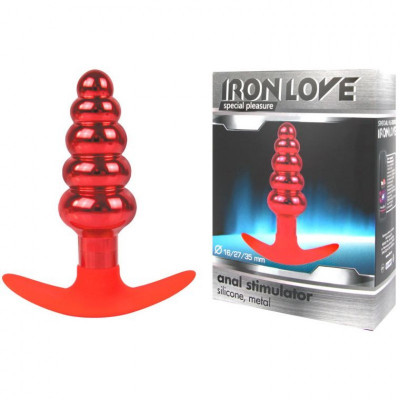 Анальна пробка-ялинка червона метал IRON LOVE (37013) – фото 1