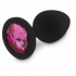 Анальная пробка силиконовая черная с розовым камнем RelaXxxx M (36788) – фото 2