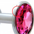 Анальна пробка з круглим яскраво-рожевим каменем, срібляста, S (37305) – фото 2