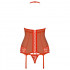 Еротичний корсет зі шнурівкою і пажами для панчіх corset & thong red L/XL (35849) – фото 6