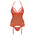 Эротический корсет со шнуровкой и пажами для чулок  corset & thong red L/XL (35849) – фото 5
