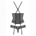Еротичний напівпрозорий корсет з прикрасою і підвіскою corset & thong L/XL (35846) – фото 7