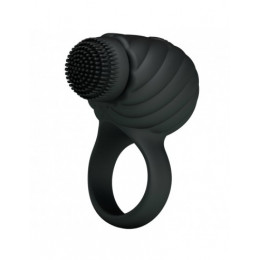 Эрекционное кольцо черного цвета с вибрацией и ротацией Florence