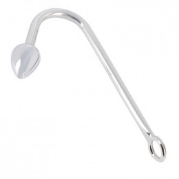 Анальный крюк с кольцом для бондажа, серебристый, 24 см – фото