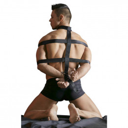 БДСМ бондаж для шеи, тела и запястий, мужской, черный – фото