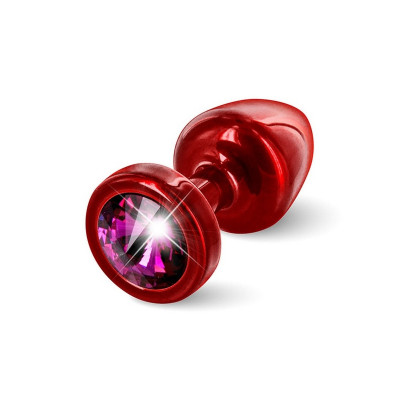Анальная пробка Diogol с розовым кристаллом, красная, 25 мм (40674) – фото 1