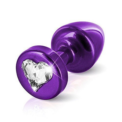 Французька анальна біжутерія з алюмінію фіолетового кольору, з каменем у вигляді серця (28511) – фото 1