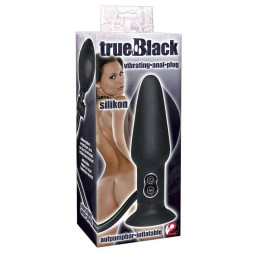 Анальная вибропробка-расширитель «True Black Vibrating Butt Plug – фото