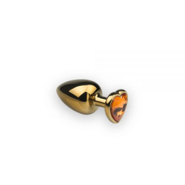 Анальна металева пробка з каменем у формі серця Gold Heart Citrine S – фото