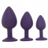 Набір силіконових анальних пробок фіолетового кольору з камінням 3 шт Rianne S, Booty Plug PURPLE (36244) – фото 4