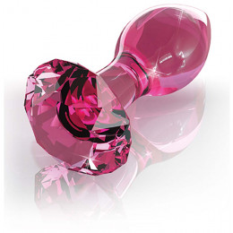 Анальная пробка Pipedream из стекла, форма алмаза, розовая, размеры 6.7 см х 3.3 см – фото
