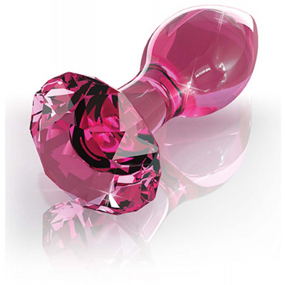 Анальная пробка Pipedream из стекла, форма алмаза, розовая, размеры 6.7 см х 3.3 см (32586) – фото 1