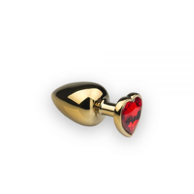 Анальна пробка з каменем у формі серця Gold Red, L (32694) – фото 1