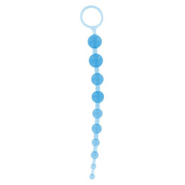 Анальная цепочка Toy Joy с шариками разного диаметра, голубая, 25 см х 2 см – фото