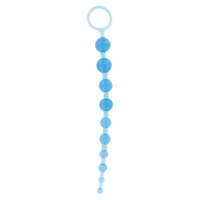 Анальная цепочка Toy Joy с шариками разного диаметра, голубая, 25 см х 2 см (28787) – фото 1
