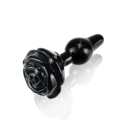 Анальная пробка черная Pipedream Icicles стекло роза (31503) – фото 1