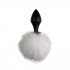 Металлическая анальная пробка черная с белым помпоном Bunny Tail Plug (36604) – фото 5