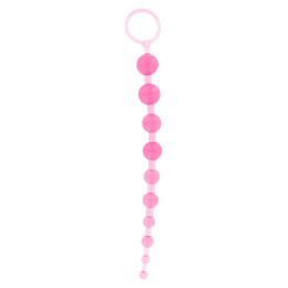 Анальная цепочка Toy Joy с шариками разного диаметра, розовая, 25 см х 2 см – фото
