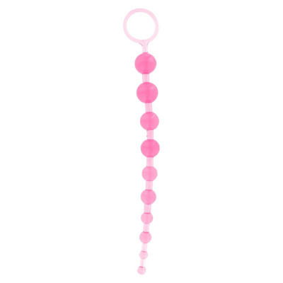 Анальная цепочка Toy Joy с шариками разного диаметра, розовая, 25 см х 2 см (28786) – фото 1