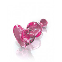 Анальная пробка Pipedream из стекла, сердце, розовая, размеры 7.9 см х 3.4 см