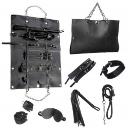 Стильный бондажный набор в сумочке, черный, замкожа – фото