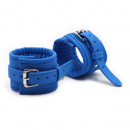 Крепкие наручники из кожзама, синие