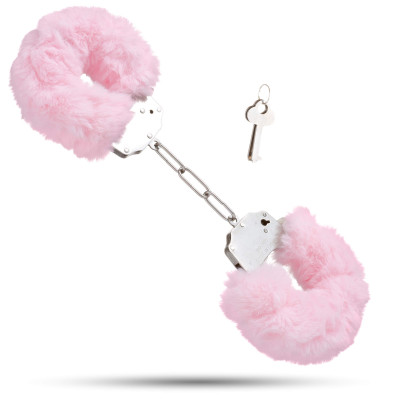 Металлические наручники с мягким мехом S&M CuffS, светло розовый (32880) – фото 1