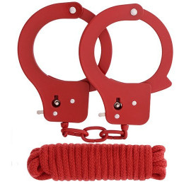 Набір наручники і бандаж BONDX Metal Cuffs червоний – фото