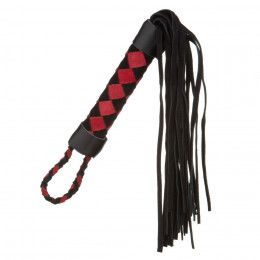 Флоггер (плетка) красно-черный замш 22 см ручка ромб NO TABOO