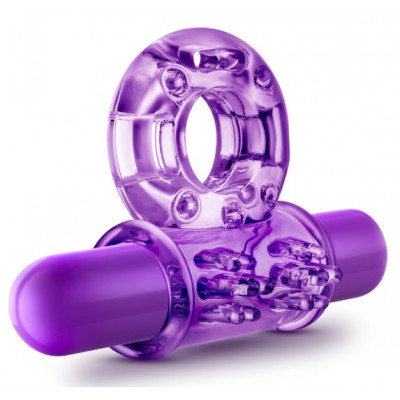 Эрекционное кольцо с  вибрацией, фиолетовое (33614) – фото 1