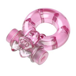 Кольцо эрекционное с вибрацией Baile bunny, розовое, 1.5 см – фото