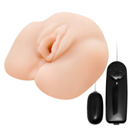 Мастурбатор реалистичный Baile Ultra Realistic Vagina, в виде вагины, с вибрацией, бежевый, 15 х 14 см