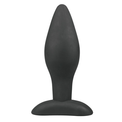 Анальна пробка силіконова Easytoys Large Black Silicone Buttplug, чорна, 14 х 4.5 см (214183) – фото 1