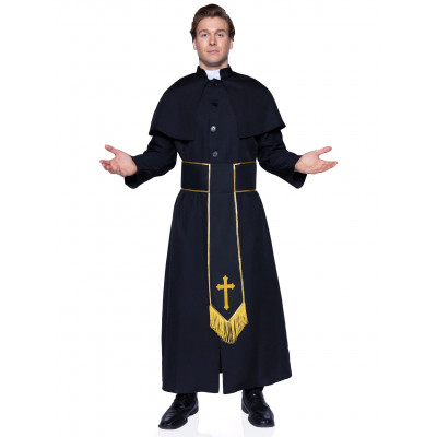 Костюм католицького священика Leg Avenue Priest, XL, 2 предмета, чорний (207437) – фото 1