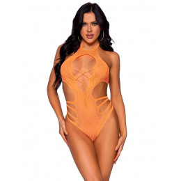 Сексуальне боді Leg Avenue Meet Me in Malibu Lace Bodysuit оранжевого кольору, розмір OS