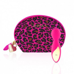 Вибратор мини-микрофон Rianne S Essentials Lovely Leopard Mini Wand Roze в сумочке, розовы, 12 см х 3.5 см – фото