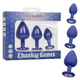 Набір анальних пробок Cheeky Gems 3 розміру, сині – фото