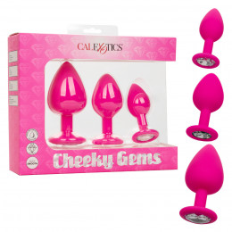 Набор анальных пробок Cheeky Gems 3 размера, розовые – фото