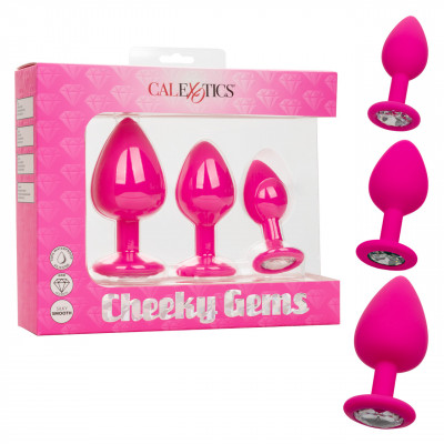Набор анальных пробок Cheeky Gems 3 размера, розовые (203864) – фото 1