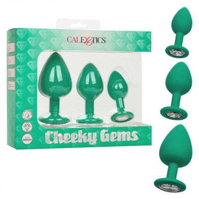 Набор анальных пробок Cheeky Gems 3 размера, зеленые (203866) – фото 1