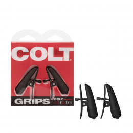 Затискачі на соски з вібрацією COLT Grips, чорні, 6 см x 4 см