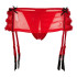Трусики з підв'язками і вирізом René Rofé Crotchless mesh skirted thong with garters red, S / M (205755) – фото 3
