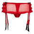 Трусики з підв'язками і вирізом René Rofé Crotchless mesh skirted thong with garters red, S / M (205755) – фото 2