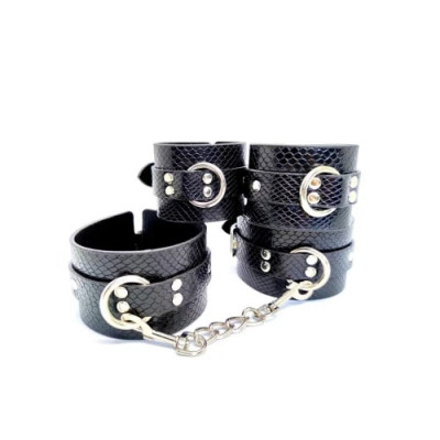 Набор для фиксации наручники и поножи черного цвета, 30 х 5.5 см, 21 х 5.5 см (205495) – фото 1