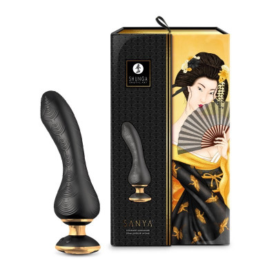 Вибратор Shunga Sanya с ручкой на подсветке, черный, 18.5 см х 3.8 см (217378) – фото 1