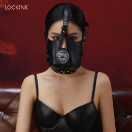 Маска на голову от LOCKINK Blowjob Head Harness Muzzle for Puppy Play для минета, черная