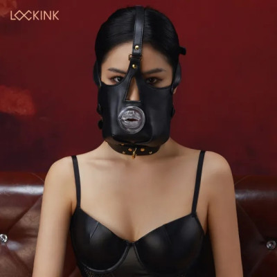 Маска на голову от LOCKINK Blowjob Head Harness Muzzle for Puppy Play для минета, черная (216143) – фото 1