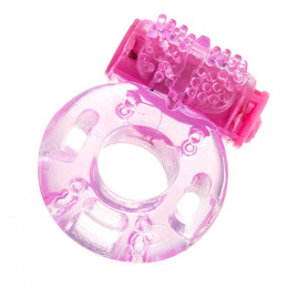 Эластичное эрекционное кольцо с вибрацией  , розовый
