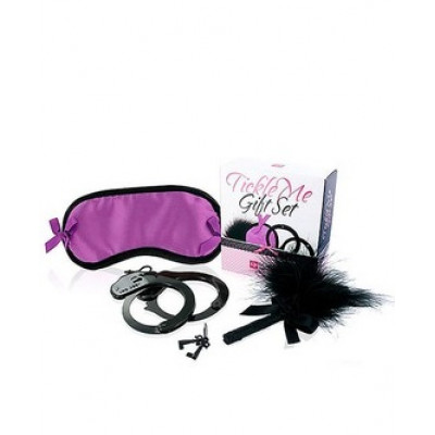 Набір маска на очі, наручники, пір'їнка фіолетовий LOVERS PREMIUM (40760) – фото 1
